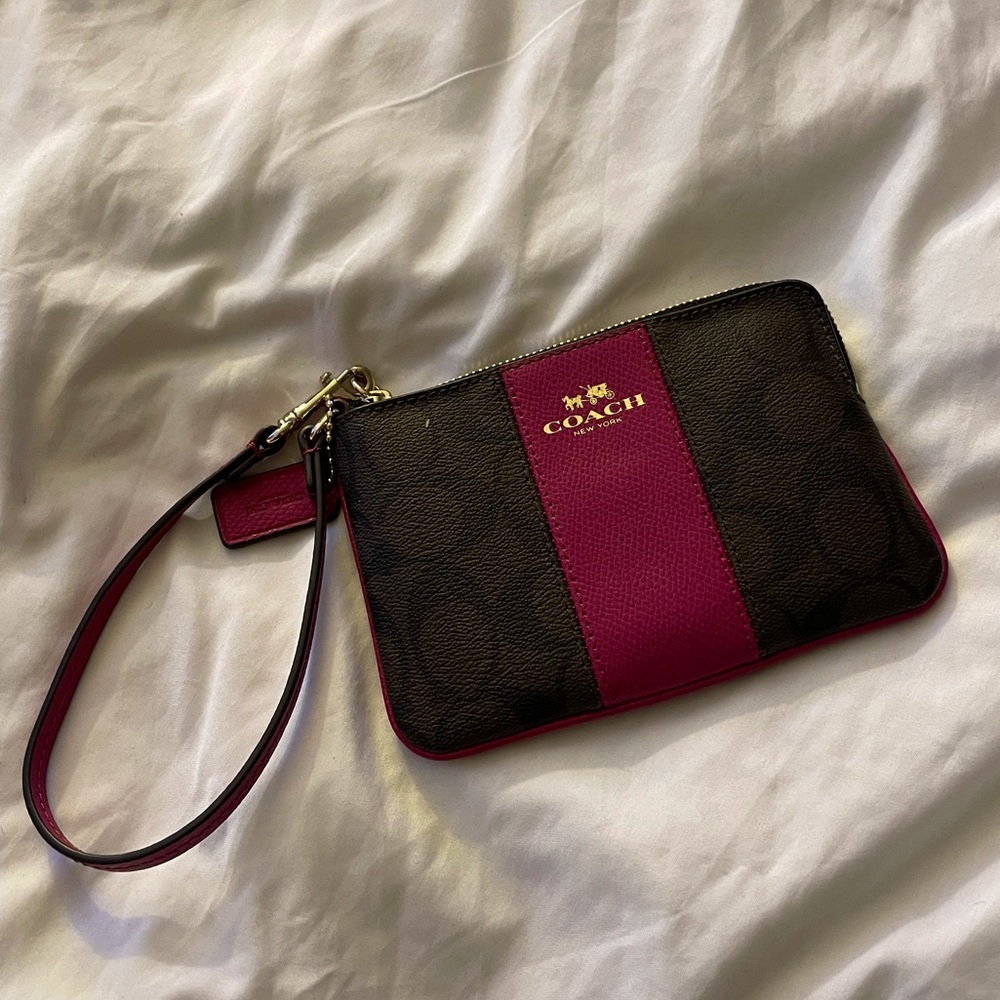 Color Block Coach Wristlet